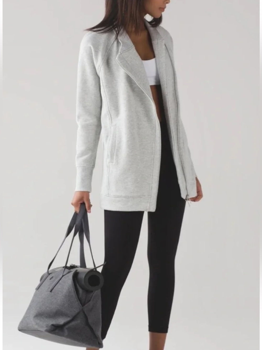 lululemon Back to it Light Gray Zip-Front Sweater Jacket